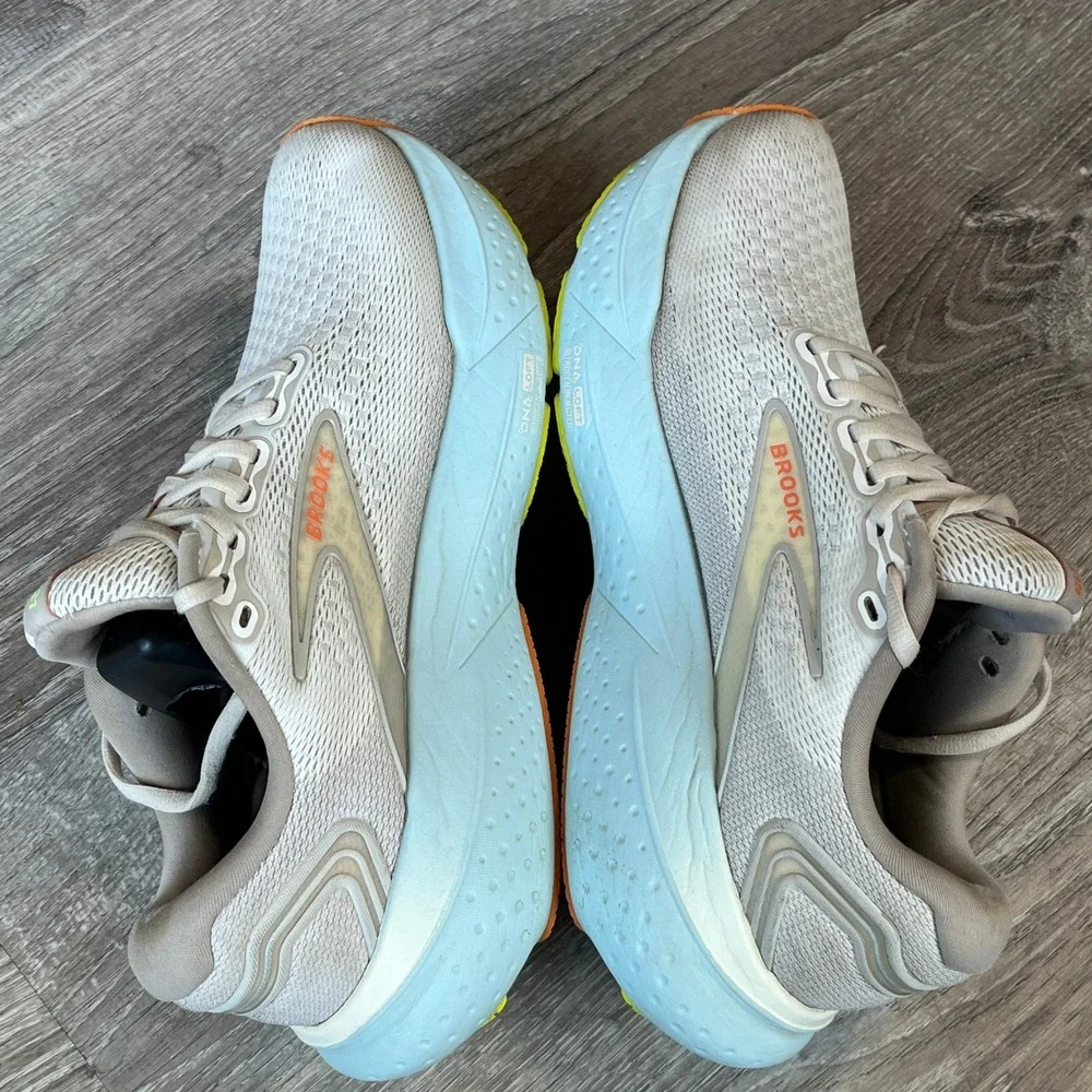 Brooks Glycerin 21 Womens Running Shoes Size 8.5 White Blue Orange 1204081B195